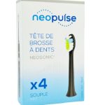 NEOPULSE Recharge 4 Tetes de Brosse à Dent Souple Noir