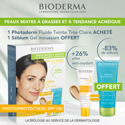 Photoderm duo pack "Fluide max invisible spf100+sebium gel moussant "
