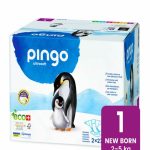 Pingo Newborn Jumbo Taille1– 2-5KG  –2 Sachets de 27 Couches = Lingettes Offertes