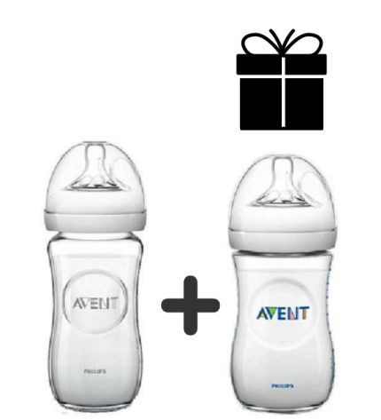 AVENT BIBERON NATURAL EN VERRE 240 ML SCF053/17 + AVENT BIBERON NATURAL 260ML SCF070/25  OFFERT