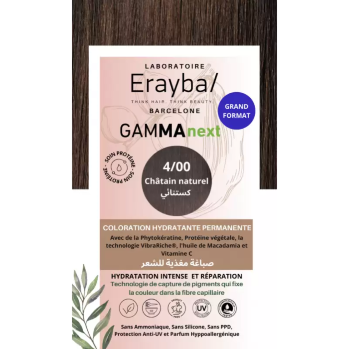 Erayba Gamma Next Coloration 4/00 chatin naturel Coloration Hydratante Permanente – Image 1