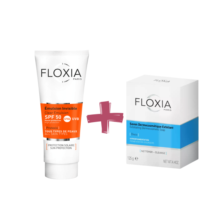 Floxia duo pack " Emulsion invisible spf50 50ml+savon exfoliant 125g " – Image 1