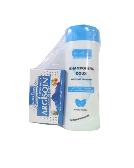 Nature soin Duo pack " Shamp purifiant 250ml+Savon argile noir 125g"