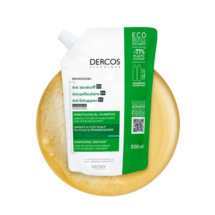 DERCOS TECHNIQUE  ECO-RECHARGE SHAMPOOING ANTIPELLICULAIRE DS - CHEVEUX NORMAUX A GRAS – Image 1