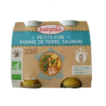 BABYBIO POT PETITS POIS POMME DE TERRE SAUMON  2 X 130 G