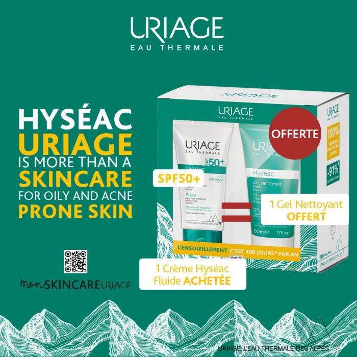 URIAGE Hyseac Fluide Spf50+ = Hyseac Gel Nettoyant OFFERT – Image 1