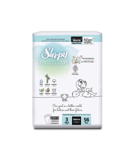 Sleepy bio natural CulottesTaille 3 midi 4-9kg/56pcs