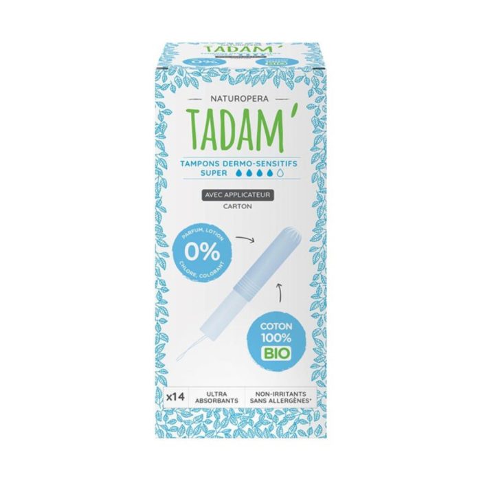 Tadam Tampons Coton Bio Avec Appli Super 14 Pieces – Image 1