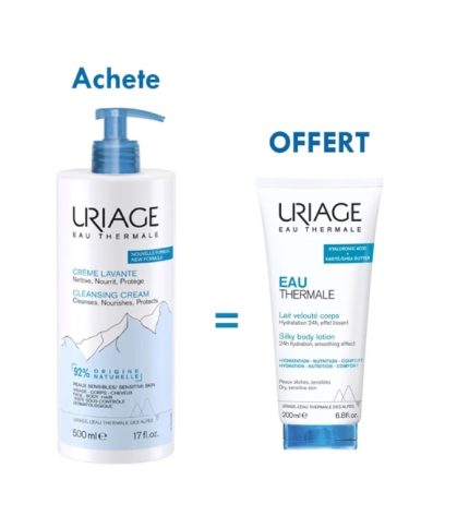 Uriage Eau thermale Crème lavante 500ml +Lait Veloute 200ml OFFERT
