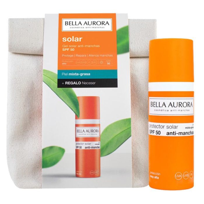 Bella aurora Gel Creme Solaire SPF 50+ Peaux mixte à grasses 50ml + Trousse – Image 1