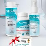 Gleamy Routine Peau Complete Toner 100ml +  Collagene Boite de 30 Gélules +Serum 50ml = Savon Offert