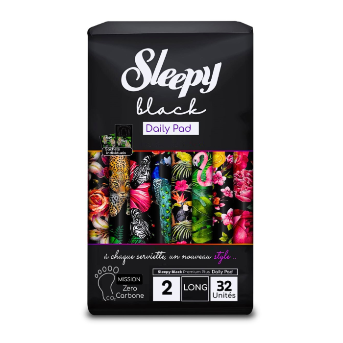 Sleepy black panty liner long 32pcs – Image 1
