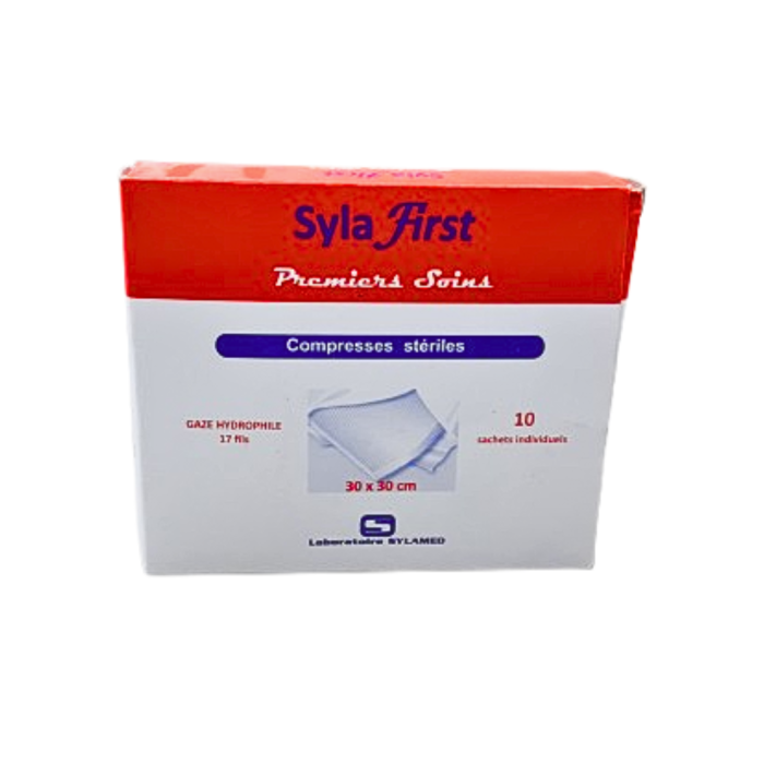 Sylafirst Compress Sterilies 30*30 Bte de 10pcs – Image 1