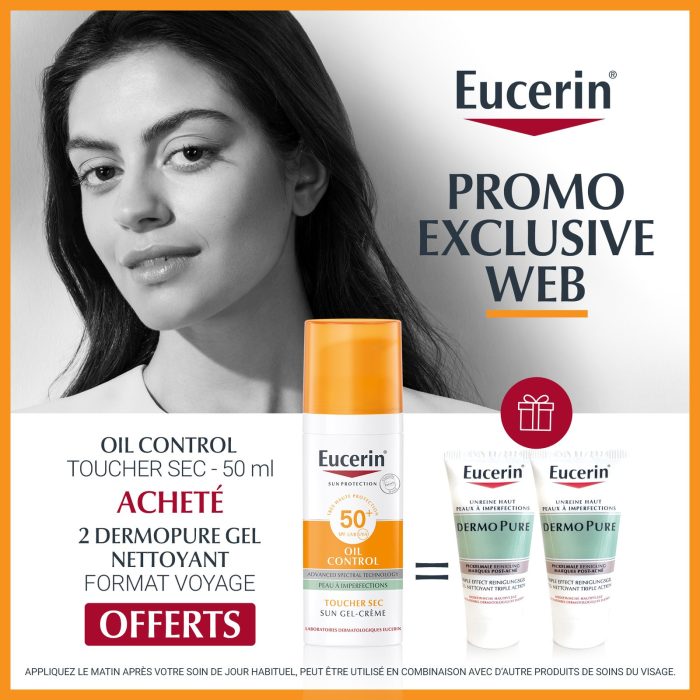 EUCERIN SUN TOUCHER SEC GEL CRÈME HUILE CONTROLE = 2 Dermpoure SERUM Miniature Offerts – Image 1