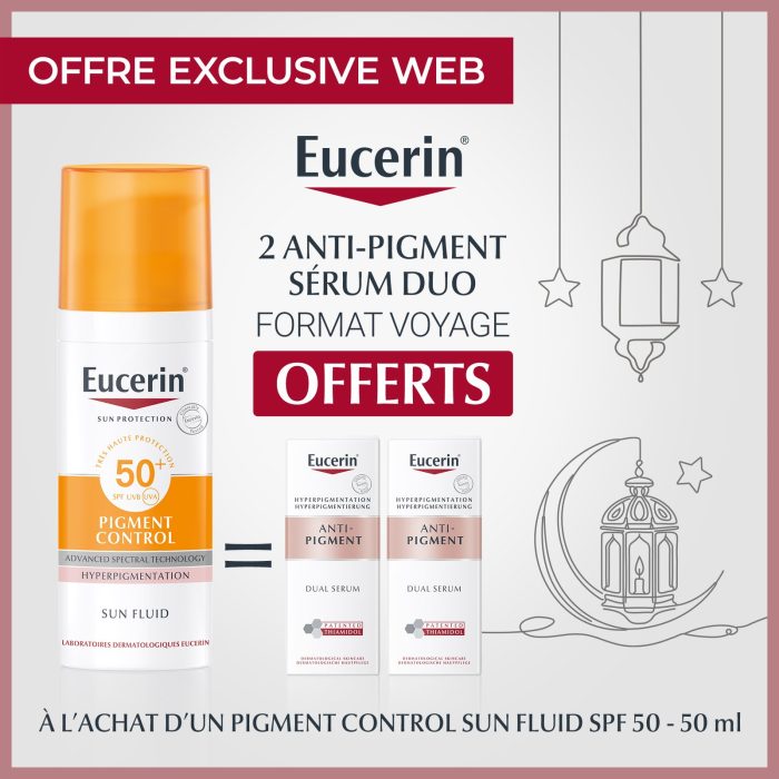 EUCERIN ECRAN ANTI-PIGMENT SPF 50 + 50 ML = 2 Serum Duo Format de Voyage Offerts – Image 1