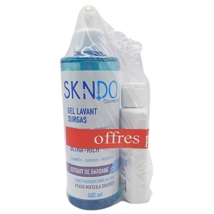 Skindo duo pack " gel lavant surgras Pmg 400ml+lait protecteur 125ml" – Image 1