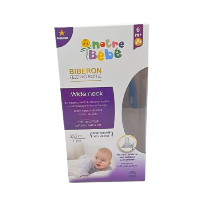 notre bebe bib wide neck avec poignet +6m 330ml – Image 1