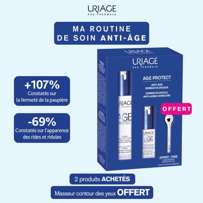 URIAGE Age protect Duo Coffret Crème Peau Normale à Sèche = Contour des Yeux + Masseur CTY – Image 1