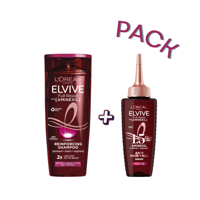 Elseve Fall Resist Aminexil Shampooing 200ml+ Serum 100ml Pack – Image 1