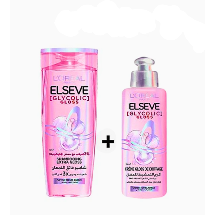 Elseve Glycolic Gloss Pack Creme De Coiffage 200ml + Shampoing 200ml – Image 1