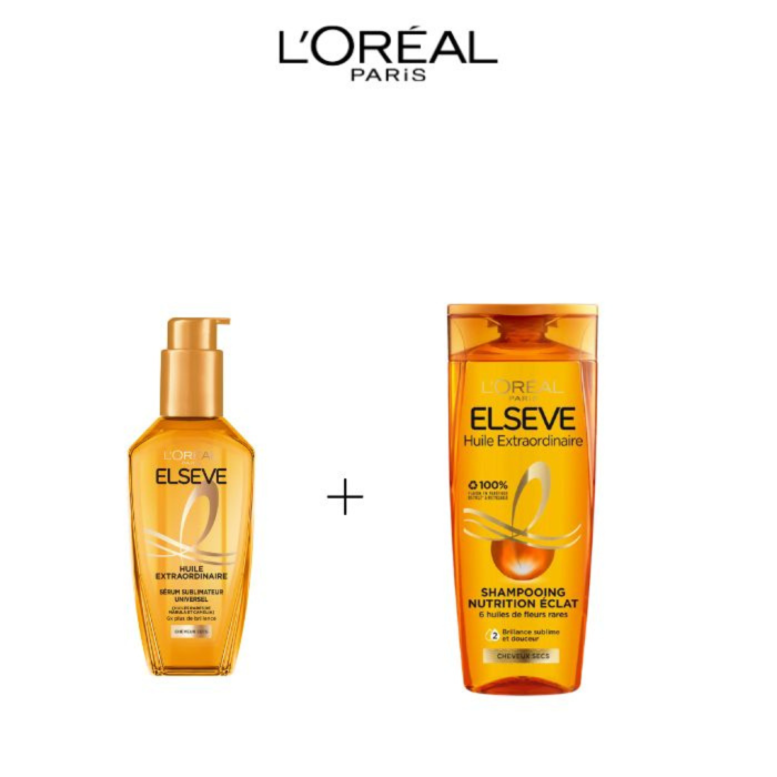 Elseve Huile Extraodinaire Cheveux Normal Secs shampooing 200ml+Serum 100ml – Image 1