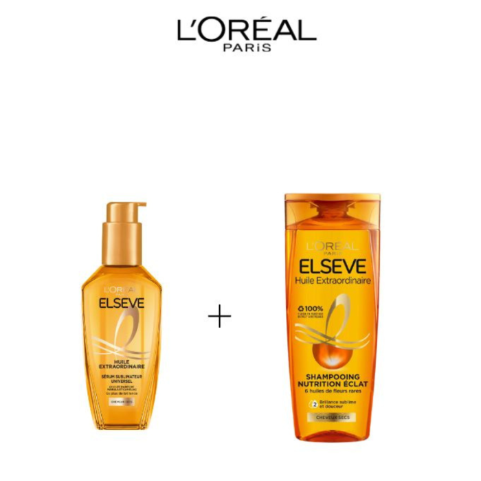 Elseve Huile Extraodinaire Cheveux tres Secs  shampooing 200ml+Serum 100ml – Image 1