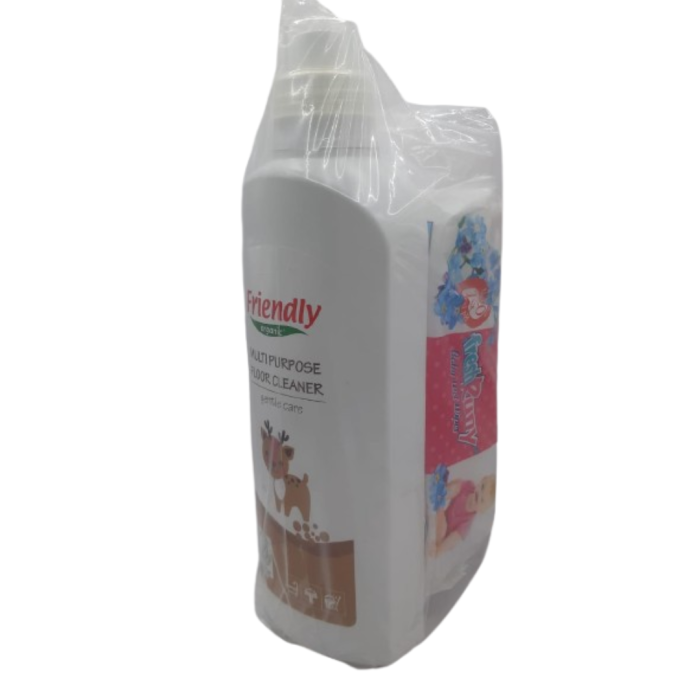 Friendly Multi Purpose Floor Cleaner1L+Lingette Fresh Runy 120Pieces Pack – Image 1