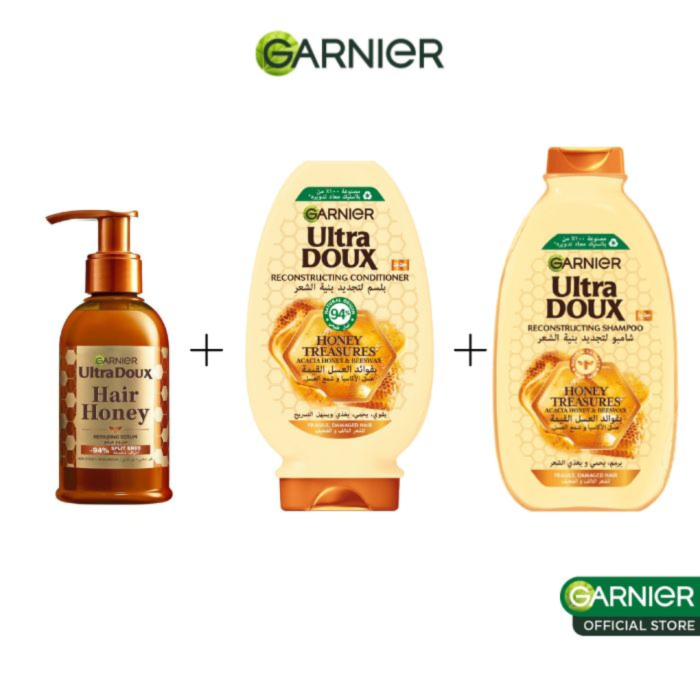 Garnier Routine Ultra doux shampooing 200ml+Serum 120ml+Apres-shampooing 200ml – Image 1