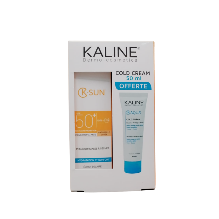 Kaline K.sun Ecran Fluide Teinte Dore Peaux Normales a Seches 50ml+K.aqua Cold Creme Pack – Image 1