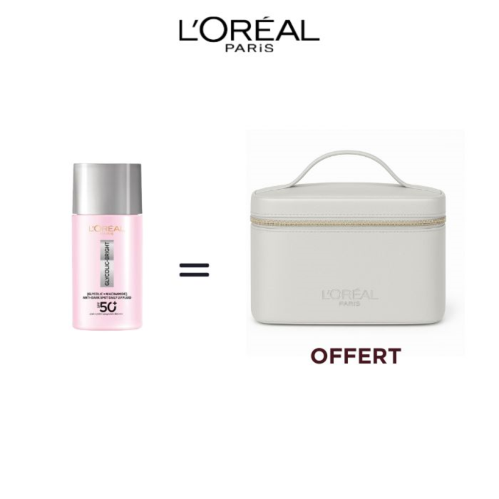 L'Oreal Glycolic-Bright Anti-dark Spot UV spf50+ 50ml = Trousse – Image 1