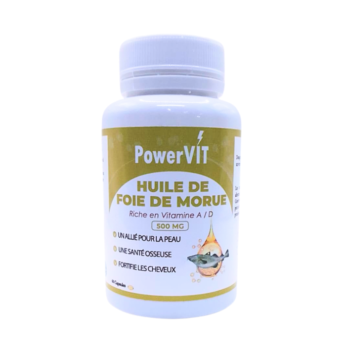 PowerVit Huile de Foie de Morue 500mg 60 Gelules – Image 1