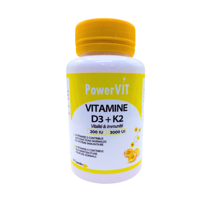 PowerVit Vitamine D3+K2 30 Capsules – Image 1