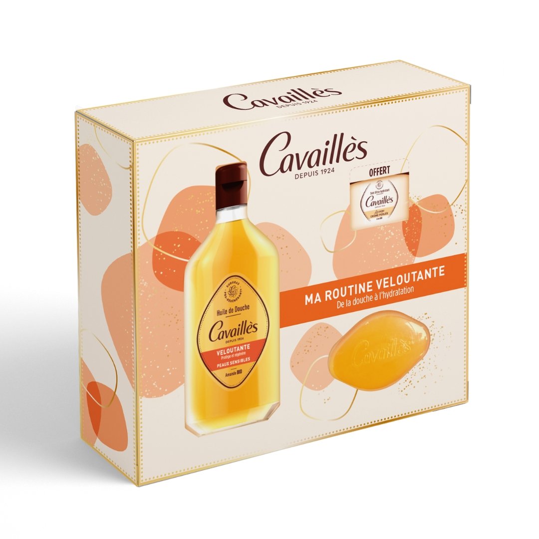 Roge-Cavailles-Coffret-Veloutant-Huile-douche-250ml-Savon-Creme-Prelee-1 Roge Cavailles Coffret Veloutant = Huile douche 250ml+ Savon + Creme Prelee – Image 1