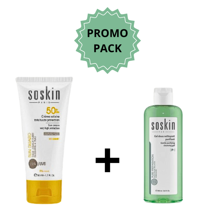Soskin Ecran Fluide Invisible Spf50+ 125ml+Gel Nettoyent 100ml Pack – Image 1