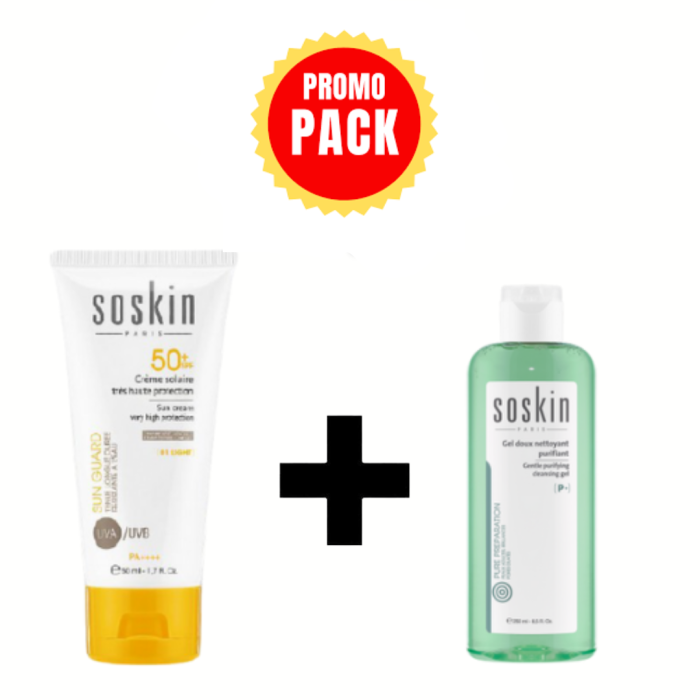 Soskin Ecran Solaire RichE spf50+50ml+Gel Doux Nett 60ml Pack – Image 1