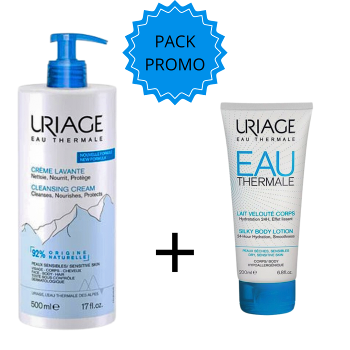 Uriage Eau Thermale Duo Pack  Creme Lavante 500ml+Lait Veloute 200ml – Image 1