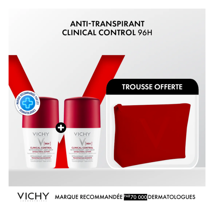 Vichy Deodorant clinical control Femme 96H 2x50ml Trousse – Image 1