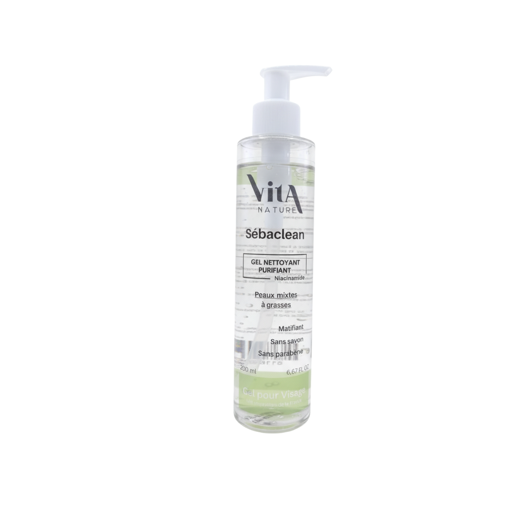Vita-Nature-Sebaclean-Gel-Nettoyant-Purifiant-200ml Vita Nature Sebaclean Gel Nettoyant Purifiant 200ml – Image 1