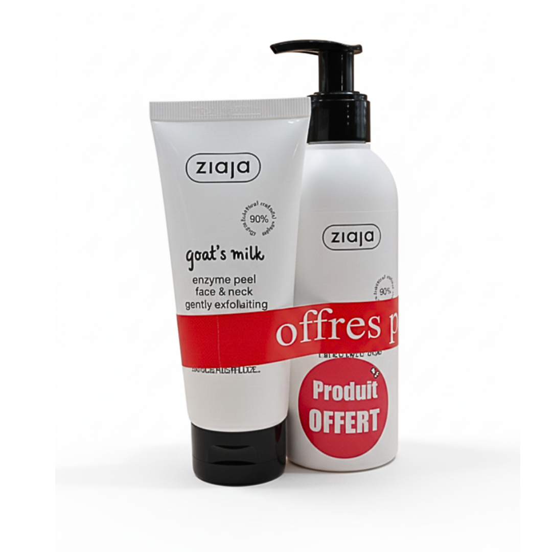 Ziaja-Goats-Milk-Pack-Gommage-Enzymatique75mlLait-Nett-200ml Ziaja Goat's Milk Pack Gommage Enzymatique 75ml+Lait Nettoyent 200ml – Image 1