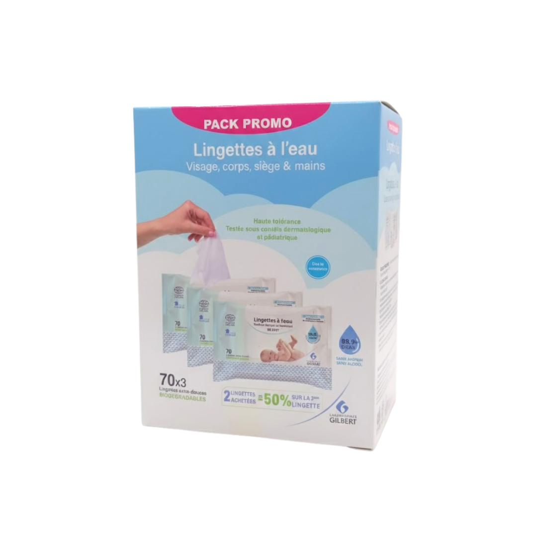 Gilbert-Bb-Lingettes-Lot-370pcs-Su-La-3eme-50 Gilbert Lingettes 3 x 70 Pieces – Image 1