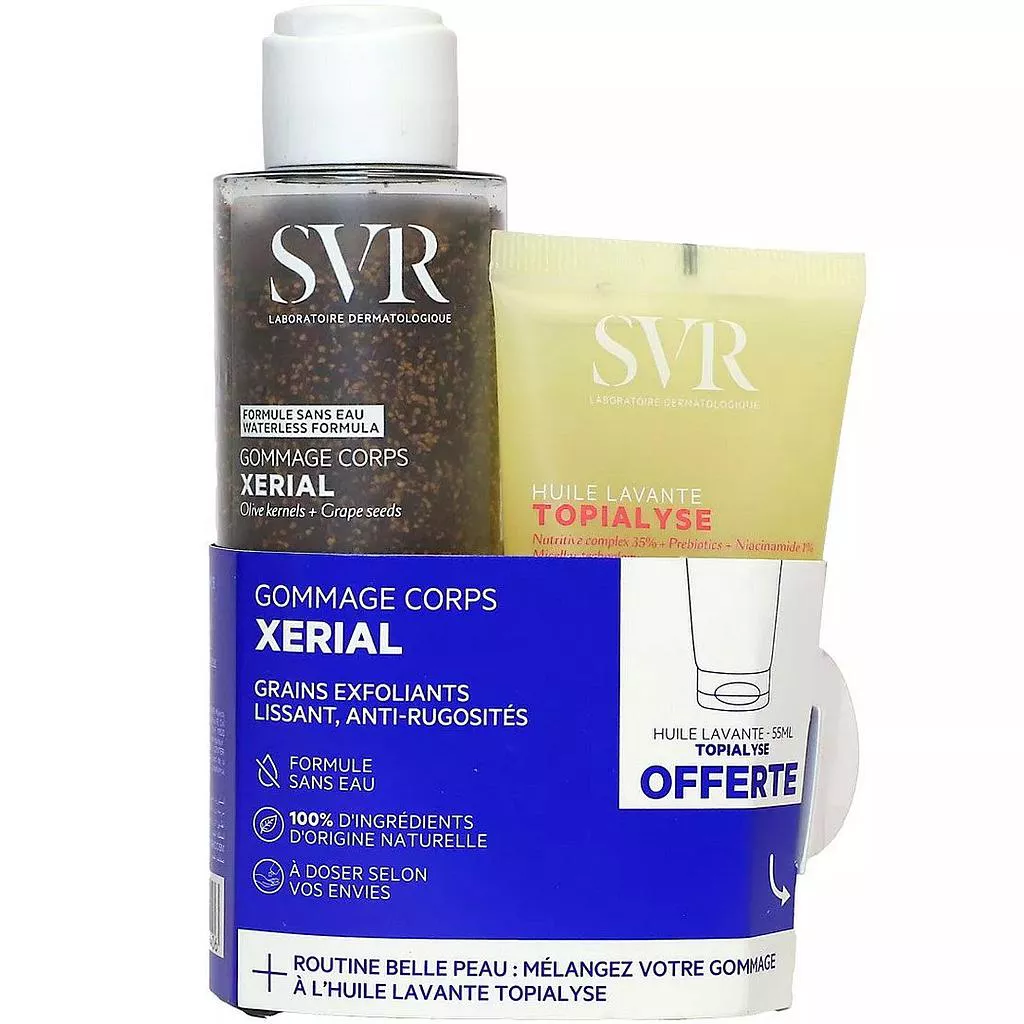 svr-xerial-gommage-corps-100g-topialyse-huile-lavante-55ml-offerte SVR XERIAL Gommage Corps 100g + TOPIALYSE Huile Lavante 55ml Offerte – Image 1