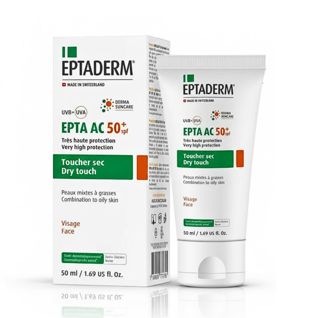 Epta-Ac-Ecran-Solaire-Toucher-Sec-spf50-50ml Eptaderm Epta Ac Ecran Solaire Toucher Sec Spf50+ 50ml – Image 1