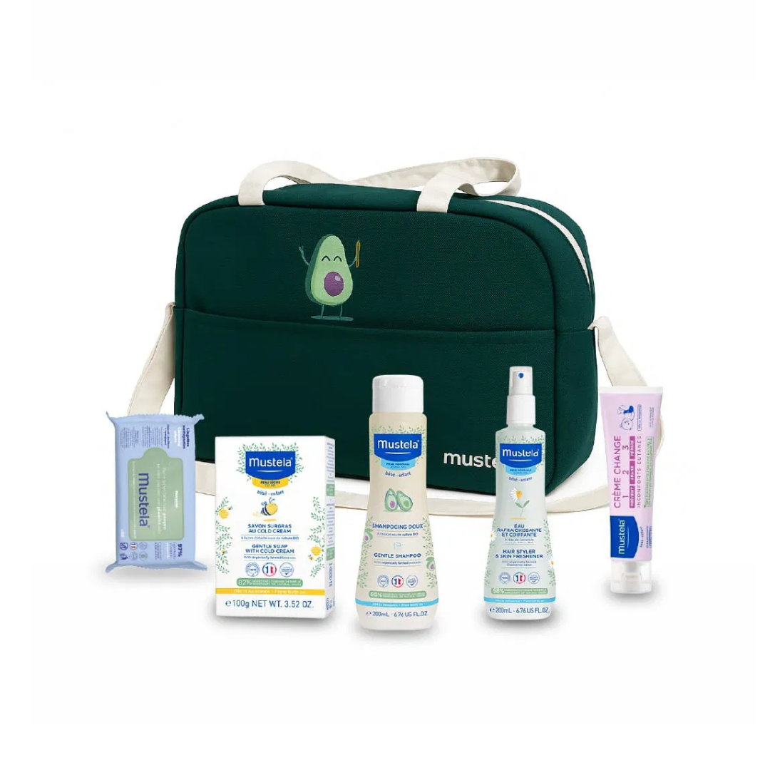 Mustela-Sac-a-Langer Mustela Kits Soins Essentiels Bebe à l’Avocat BIO + Sac à langer Offert – Image 1