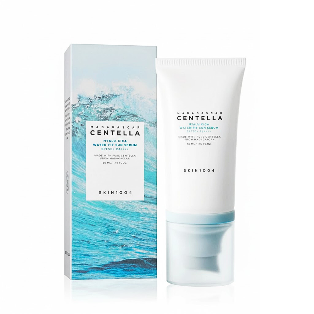 Skin-1004-Hyalu-Cica-Water-fit-Sun-Serum-spf50-50ml Skin 1004 Centelle Hyalu-Cica Water-fit Sun Serum Spf50+ 50ml – Image 1