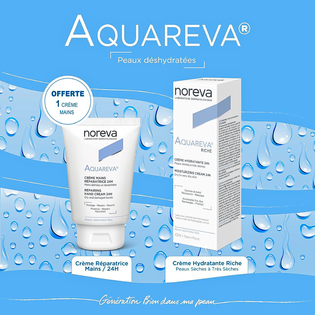 Aquareva-Duo-PackCreme-Riche-40mlMains-Reparatrice-50ml Noreva Aquareva Creme Riche 40ml+Mains Reparatrice 50ml Duo Pack – Image 1