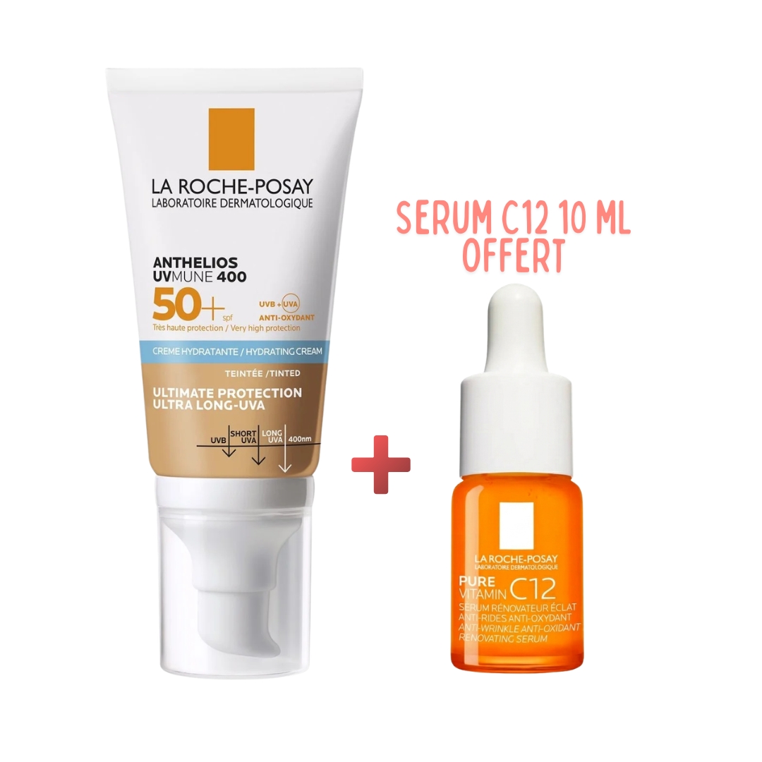 La-Roche-Posay-Anthelios-Creme-Fondante-UVMUNE-Teinte-400-50mlPure-Serum-Vitamine-C12-Format-Voyage-10ml La Roche-Posay Anthelios Creme Fondante UVMUNE Teinte 400 50ml+Pure Serum Vitamine C12 Format Voyage 10ml – Image 1