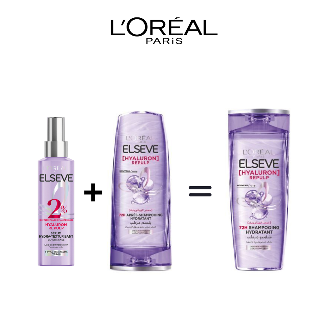 Elseve-Hyaluron-Repulp-PackSerum-Shampoing-Conditioner L'Oreal Elseve Hyaluron Repulp Serum + Shampoing+ Apres Shampoing Pack – Image 1