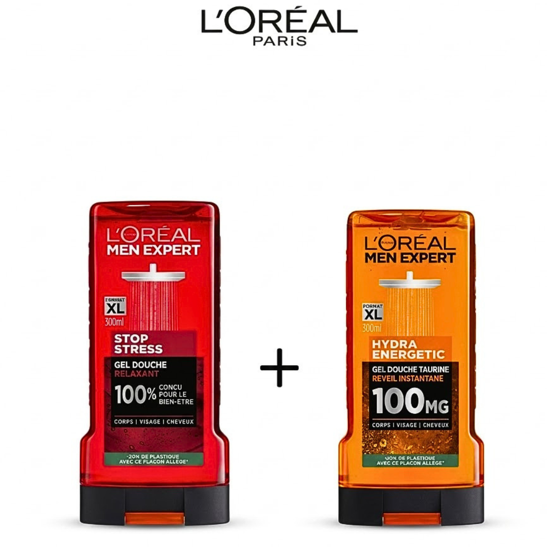 LOreal-Gel-Douche-Expert-Hydra-EnergeticGel-Douche-Stop-Stress L'Oreal Paris Gel Douche Expert Hydra Energetic+Gel Douche Stop Stress Pack – Image 1