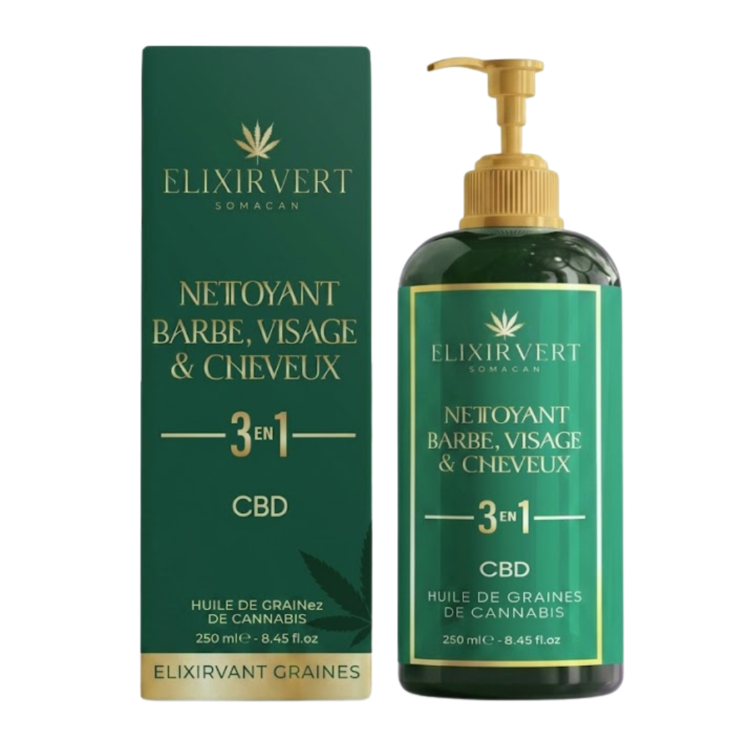 Elixir-Vert-Nettoyant-3en1-Barbe-Visage-Cheveux-250ml Elixir Vert Nettoyant 3en1 Barbe & Visage & Cheveux 250ml – Image 1