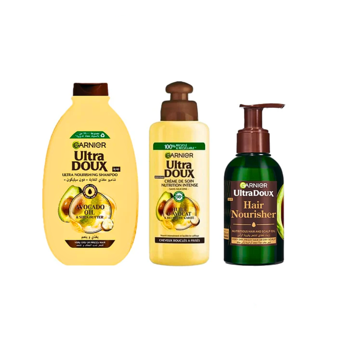 Garnier-Routine-avocat-pack-shamp-200mlSerum-200mlOil-120ml Garnier Routine Avocat Shampoing 200ml+Serum 200ml+Oil 120ml Pack – Image 1